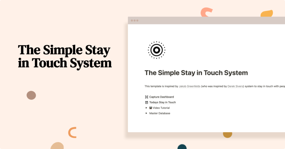 The Simple Stay in Touch System template